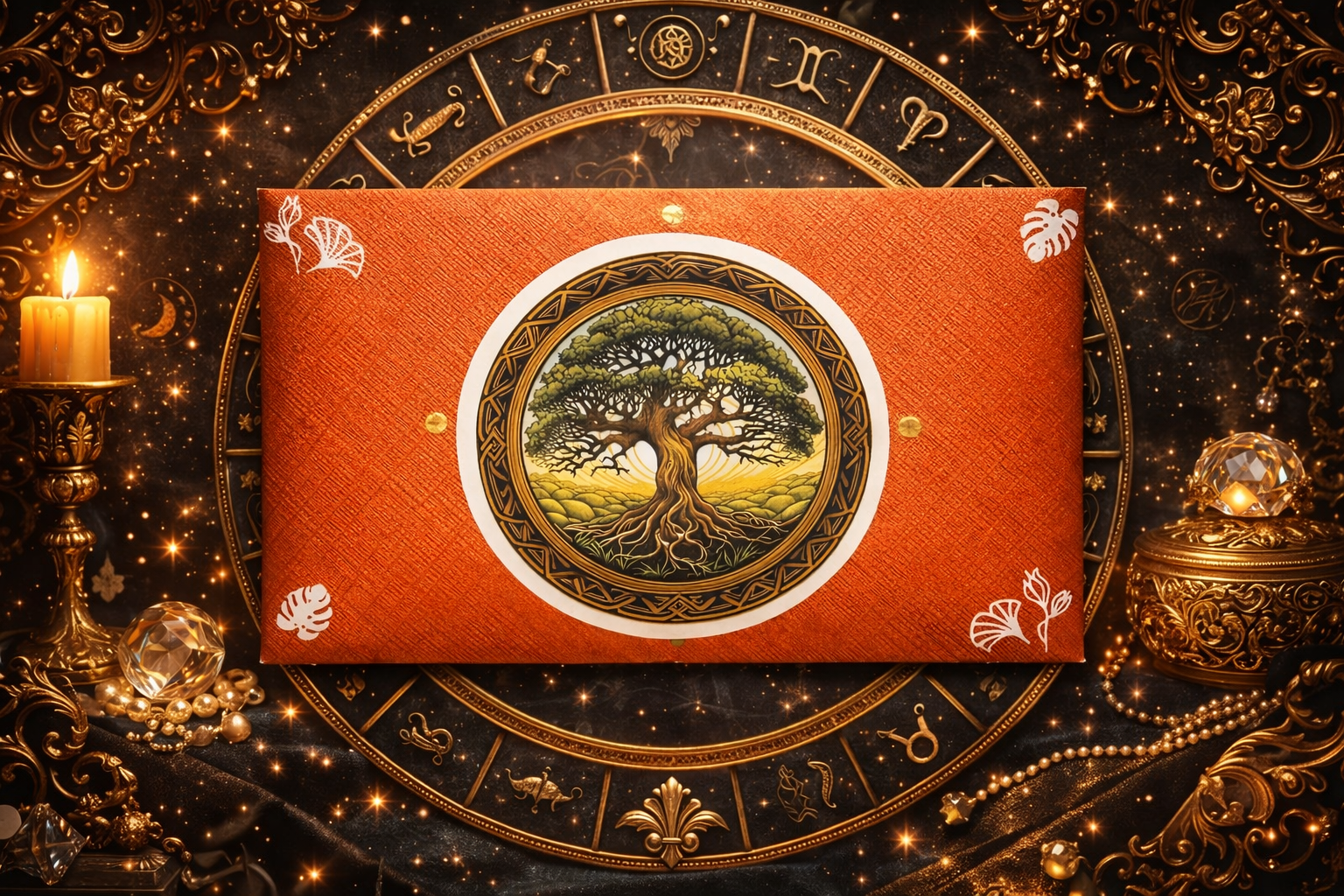 Brūns talismans ar dzīvības koka simbolu